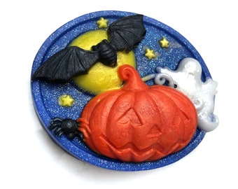 Halloween Night Glitter Soap Bar - Pumpkin, Ghost, Bat Design Treat