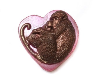 Handmade Monkey on Heart Soap - Perfect for Monkey Lovers or for a Valentine's Day Gift