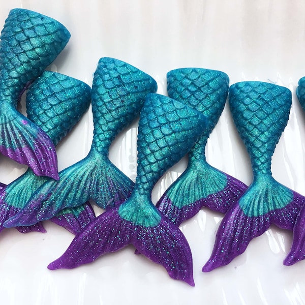 Mermaid Party, 10 Tails, Mermaid Tail Soap - Aqua and Purple