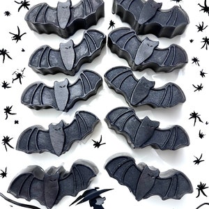 Gothic Halloween Bat Mini Soap Embeds - Set of 10 for Bath and Body Creations, Spooky Party Favors, Halloween Decor, and Festive Bathtub Fun