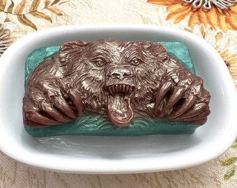 Handcrafted Grizzly Bear Soap Bar - Custom Scent & Color - Perfect Gift for Nature Lovers