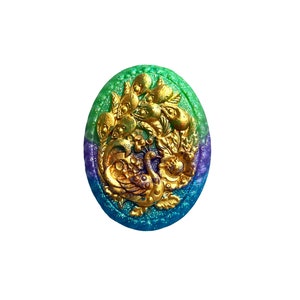 Peacock Oval Soap with Hand Painted Gold Relief - Luxurious Bathroom Decoration, Order in your preferred Fragrance