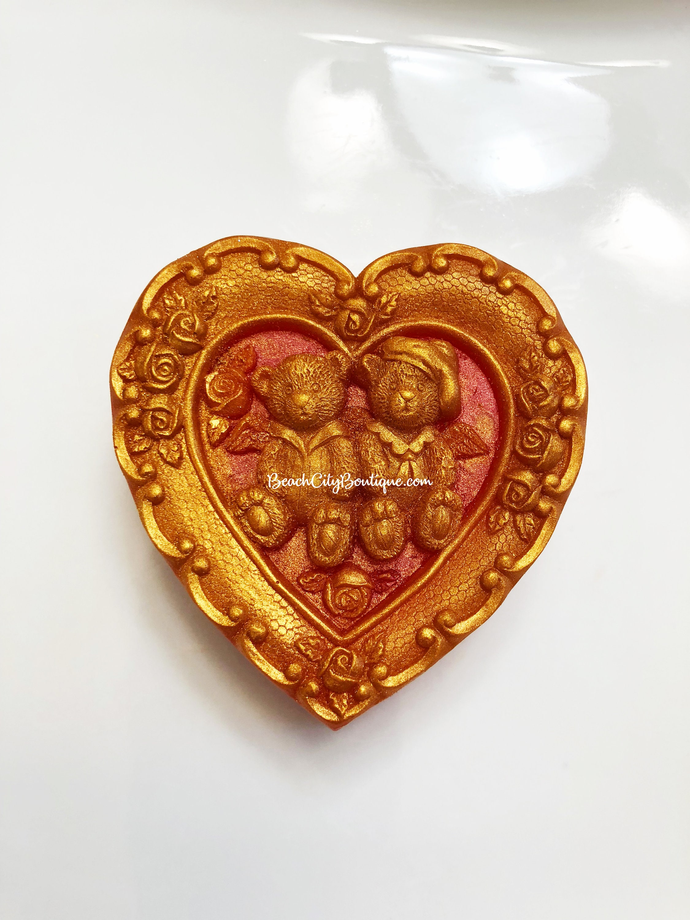 Teddy Bear Soap, Teddy Bear, Bear Soap, Vegan Soap, Valentine Decor, Bar Soap, Red, Gold, Holiday Soap, Christmas Bears