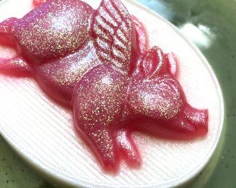 Flying Pig Soap - Whimsical Farm Animal Fantasy Soap with Glitter, Unisex Gift