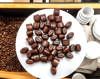 Coffee Bean Soap Embeds - Set of 50 - Perfect for Soap Cupcakes, Sugar Scrubs and Bath Bombs - Low Sweat Formula