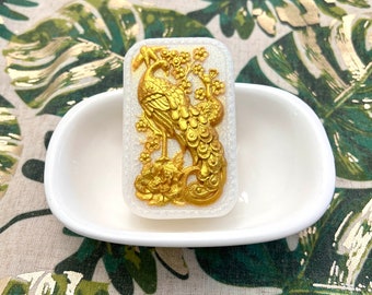 Luxurious Golden Peacock Relief Soap Bar - Perfect for the Peacock Lover's Bathroom Decor