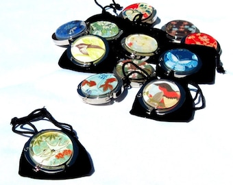 Geisha Gem Purse Hooks - Party 6 Pack - Assorted Handcut Glass and Japanese Chiyogami Purse or Bag Hangers