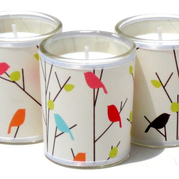 GamiWicks -  LOVE BIRDS- white votive candle set