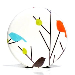 Buy 3 Get The 4th Free Love Birds Pocket Mirror Japanese chiyogami mirror and gift bag image 1