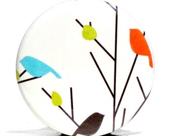 Buy 3 Get The 4th Free - Love Birds  Pocket Mirror- Japanese chiyogami mirror and gift bag