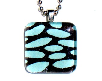 magic beans - glass tile and Japanese chiyogami pendant necklace