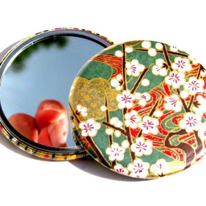 Buy 3 Get The 4th Free Love Birds Pocket Mirror Japanese chiyogami mirror and gift bag image 2
