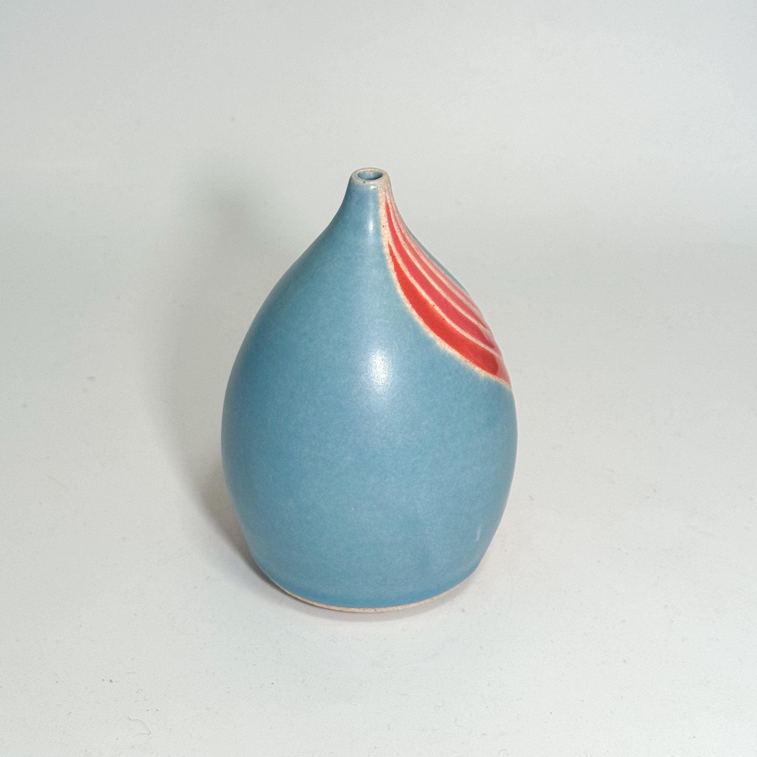 Handmade Colorful Pottery Bud Vase: Modern Woven Design - Etsy