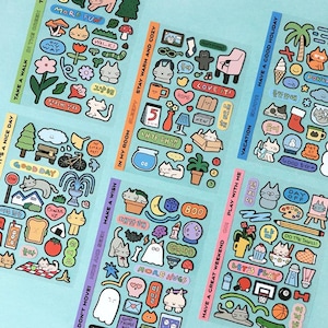 Doodle pakiet naklejek ICONIC/wymienne naklejki do dziennika, scrapbookingu, pamiętnika/두들 리무버블 스티커팩 다꾸 다이어리 데코