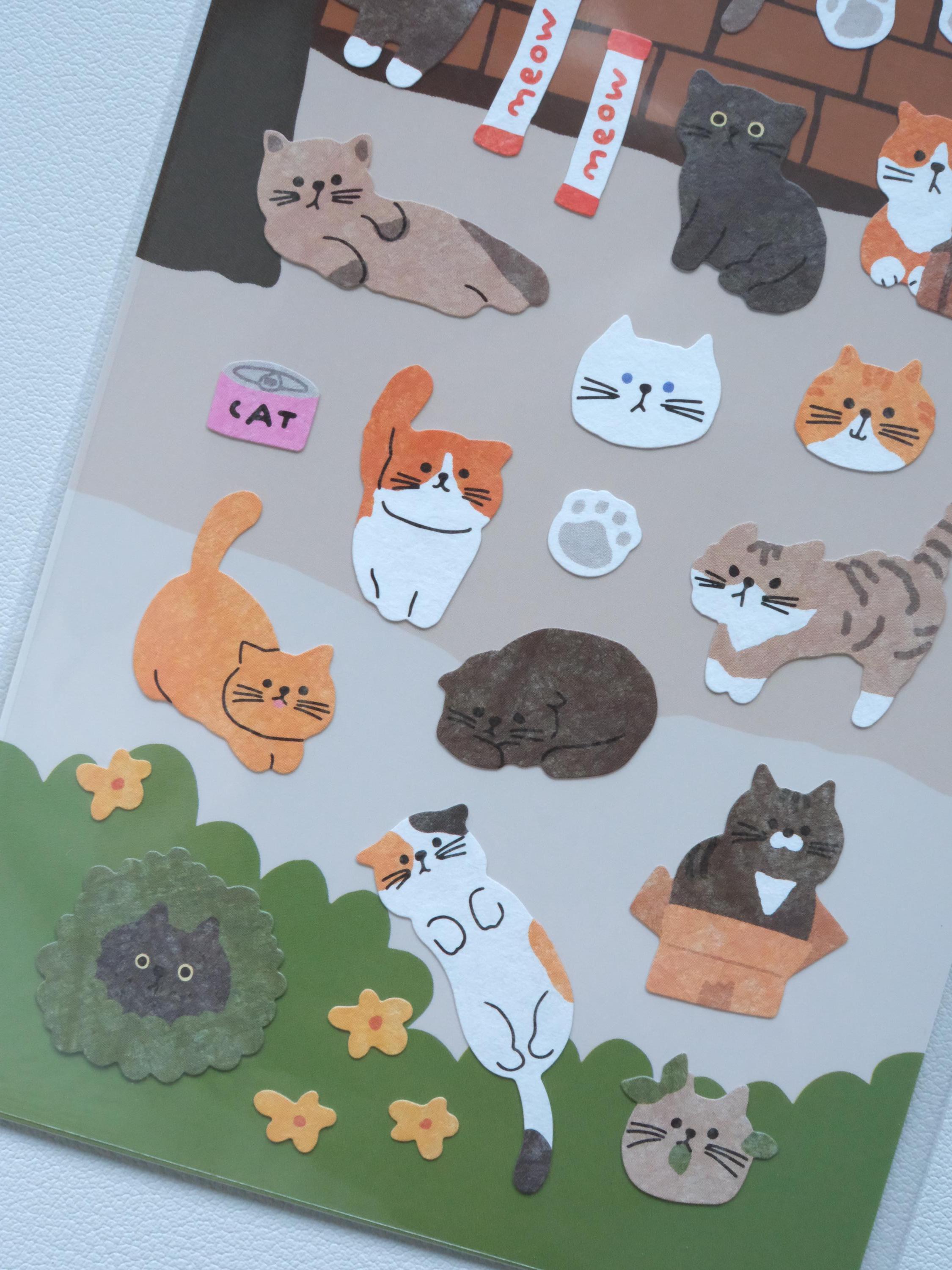 Cute Cats Sticker Sheet - Bonito Stickers "alley Cat" Sticker Sheet ...