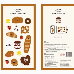 Adesivos de pão fofos/adesivos de croissant para amante de pastelaria, ideia de presente para amigos, adesivo de baguete, adesivo de morango, adesivos temáticos franceses