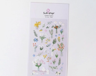 Suatelier Stickers "Fleur" No. 1124 // Korean Flower Stickers for Planner Lover Gift Idea for Journaling Stickers