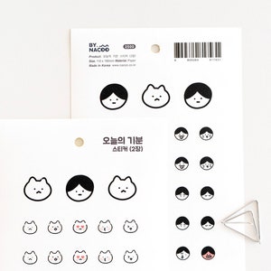 Today's Mood Stickers BY.NACOO - Süßer Katzen Aufkleber für Planer Sticker für Journaling Mood Journal