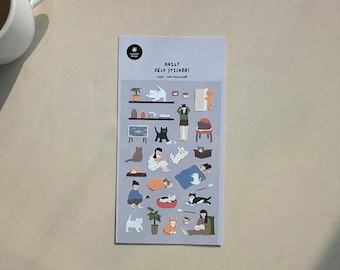Suatelier Stickers No. 1150 "cats have staff" - Daily Deco Stickers for Planner Lover Gift Idea for Journaling Korean Stationery Cat Gift