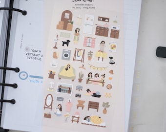 Suatelier Stickers "Vlog Home" No. 1104 // Korean Stickers for Planner Lover Gift Idea for Journaling Stickers