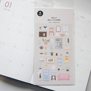 Suatelier Stickers &quot;Vintage House&quot; No. 1161 // Korean Stickers for Planner Lover Gift Idea for Journaling Stickers