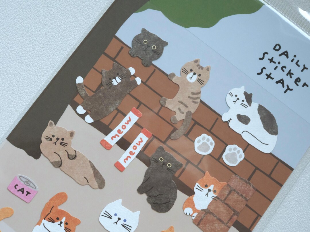 Cute Cats Sticker Sheet - Bonito Stickers "alley Cat" Sticker Sheet ...