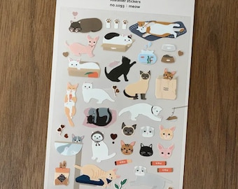 Suatelier Stickers No. 1093 "MEOW" - Daily Deco Stickers for Planner Lover Gift Idea for Journaling Korean Stationery