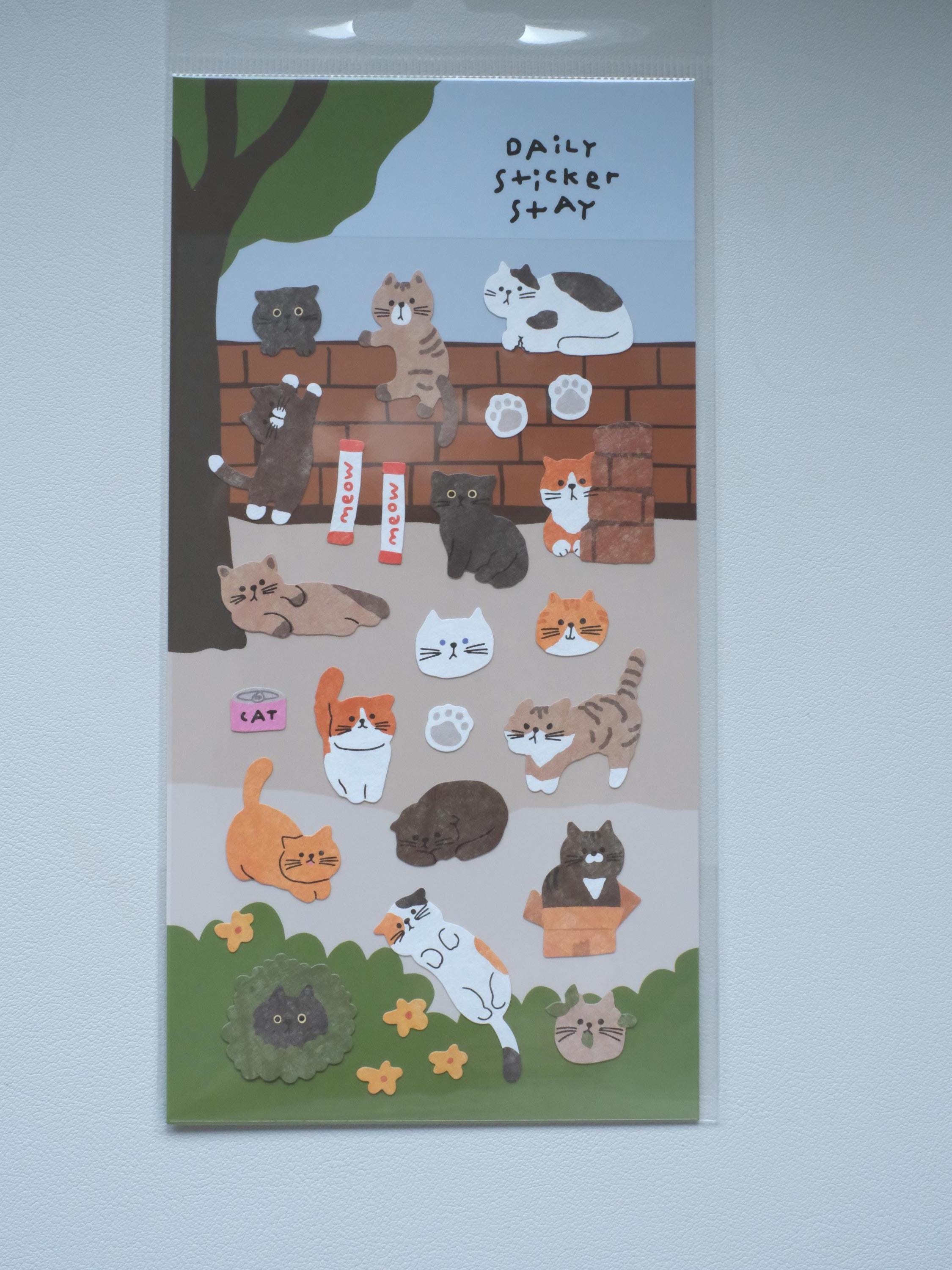 Cute Cats Sticker Sheet - Bonito Stickers "alley Cat" Sticker Sheet ...