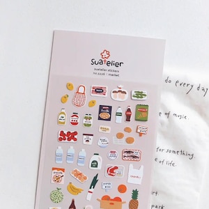 Suatelier Daily Deco Stickers No. 1126 "Market" // Korean Stickers for Planner Lover Gift Idea Journaling Stickers for Mood Journal