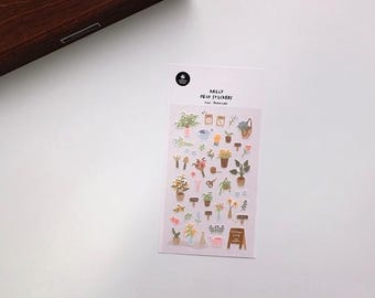 Suatelier Stickers "Flower Cafe" No. 1142 // Korean Stickers for Planner Lover Gift Idea for Journaling Stickers