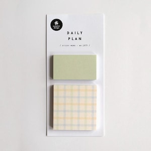 Sticky Note Set - Green Plaid // Suatelier Stickers Daily Plan 1973