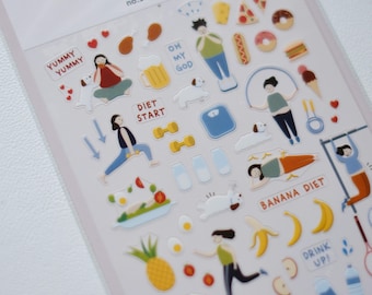 Suatelier Gesundheit Aufkleber Nr. 1063 Diät // koreanische Aufkleber für Planer Liebhaber Geschenkidee für Journaling Aufkleber