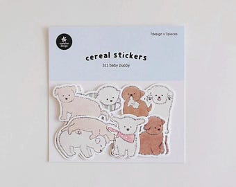 Pegatinas de cachorros - Pegatinas de cereales Suatelier n.° 311 // Papelería coreana para diario