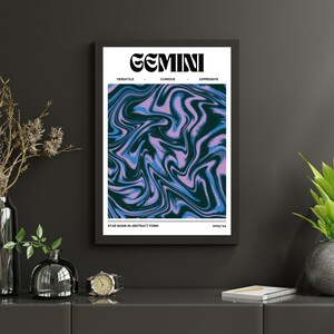 pared de palabras , Star Sign Abstract Poster, arte de pared, carteles de moda, arte de pared estético, decoración minimalista.