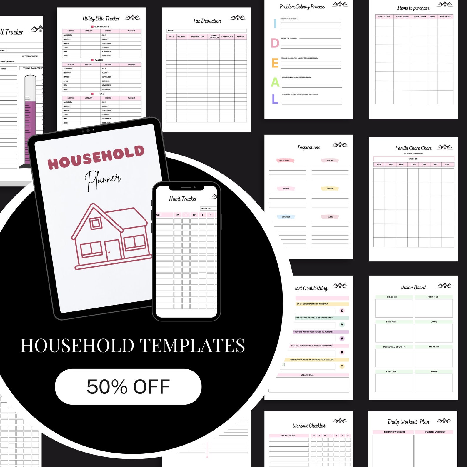 Household Planner MRR PLR Printable Household Management Binder ...