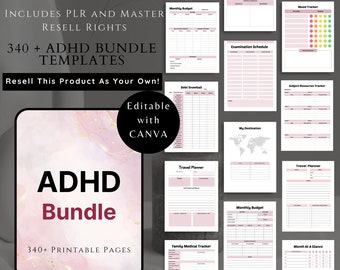 ADHD MRR Plr Toolbox ADHD Canva Templates Coaching Tools Executive Function Printable Planners & Trackers Neurodivergent Self-Care ebook