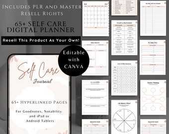 PLR MRR Self Care Planner Digitaler Planer GoodNotes Notability Planner Tagesplaner Mental Gesundheit Mindfulness Healing Angst Selbstliebe