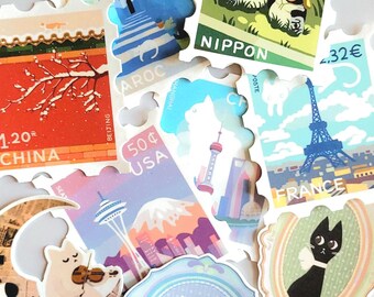 World Travel Stickers, Postage Stamp, Cat, and Sticker Bundles