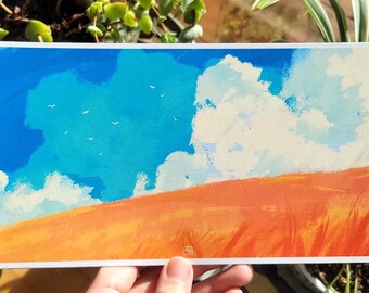 Orange Field Art Print | Original painting for wall decor