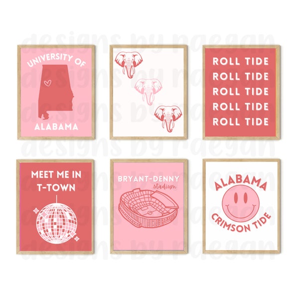 University Of Alabama Wall Prints, Preppy Digital College Dorm Posters