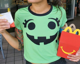 Creepy Meal Witch Halloween Bucket Crop Top