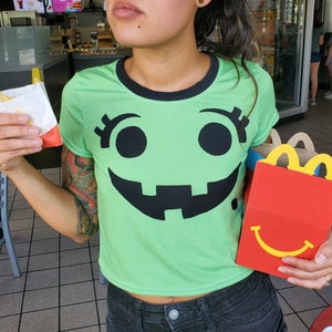 Creepy Meal Witch Halloween Bucket Crop Top