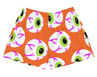 Spooky Eyeballs Halloween Pantaloncini da bagno corti a vita alta atletici