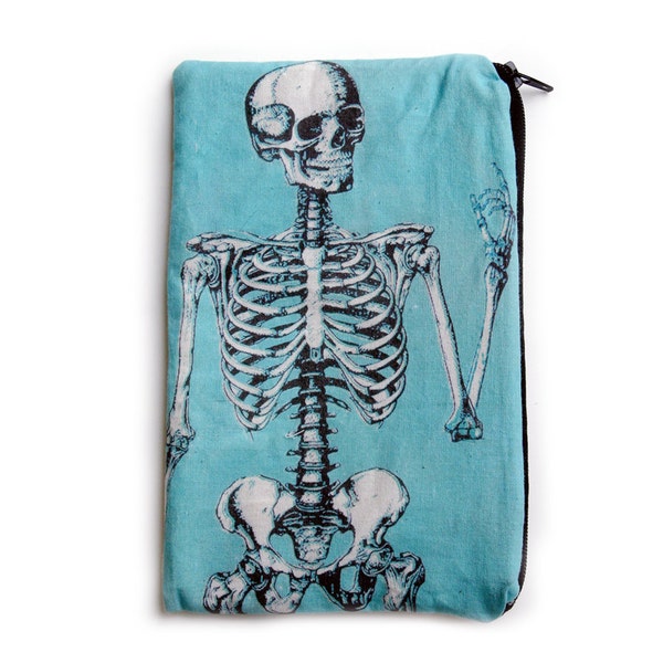 Blue Anatomical Skeleton Makeup Bag