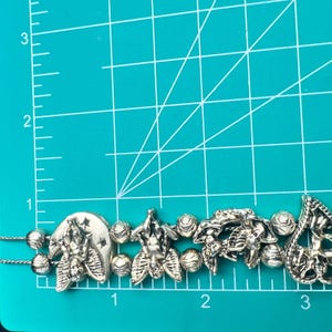 Vintage Yechang Cherub Angel Moon Heart Gold Tone Double Strand Charm Bracelet Bild 5