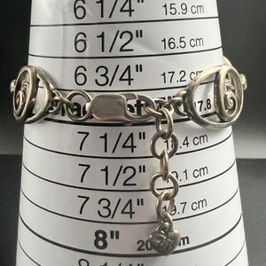 Y2K Brighton Silver Tone Spiral Scrollwork Link Bracelet Heart image 5