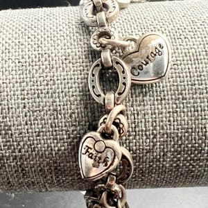 Brighton Power of Pink Breast Cancer Awareness Heart Charm Bracelet Silver Tone image 3
