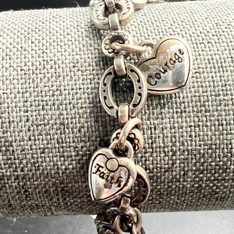 Brighton Power of Pink Breast Cancer Awareness Heart Charm Bracelet Silver Tone image 3