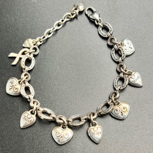 Brighton Power of Pink Breast Cancer Awareness Heart Charm Bracelet Silver Tone image 5
