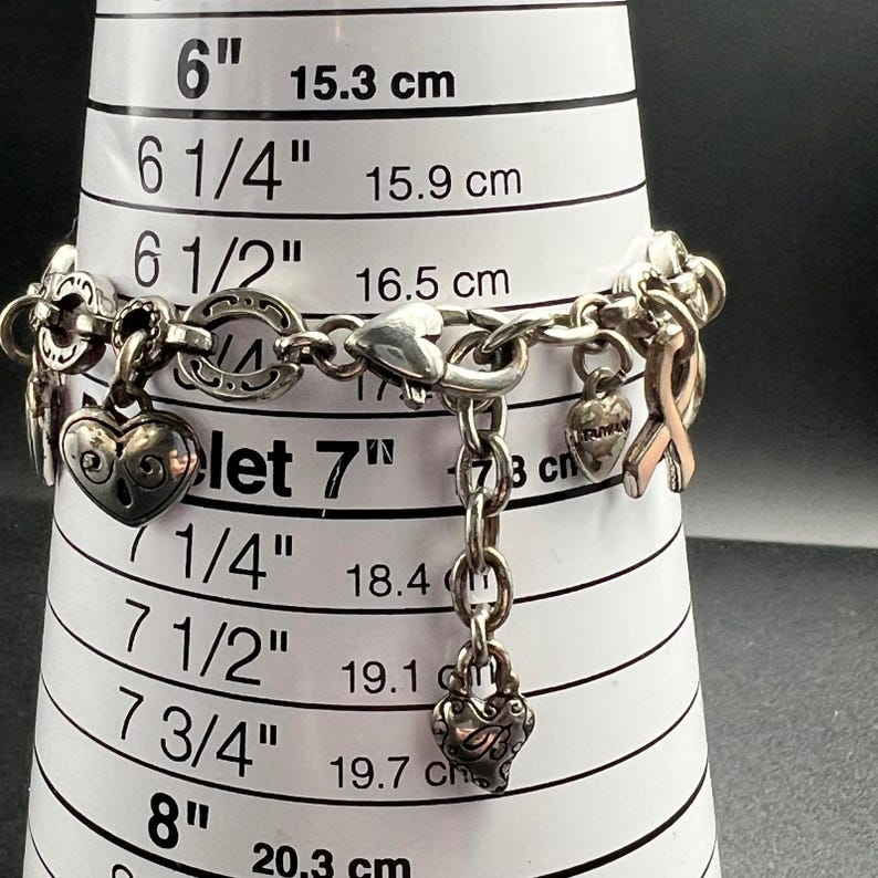 Brighton Power of Pink Breast Cancer Awareness Heart Charm Bracelet Silver Tone image 7